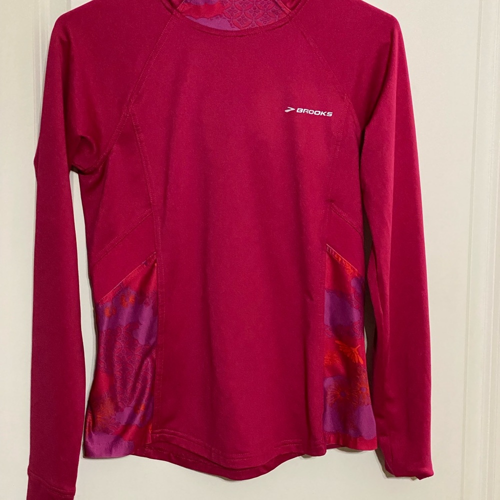 Brooks Magenta Long Sleeve Performance Shirt